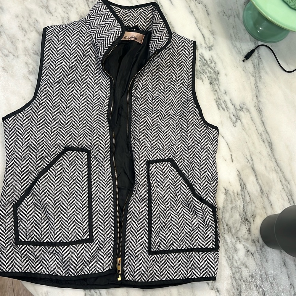 Black and white chevron vest